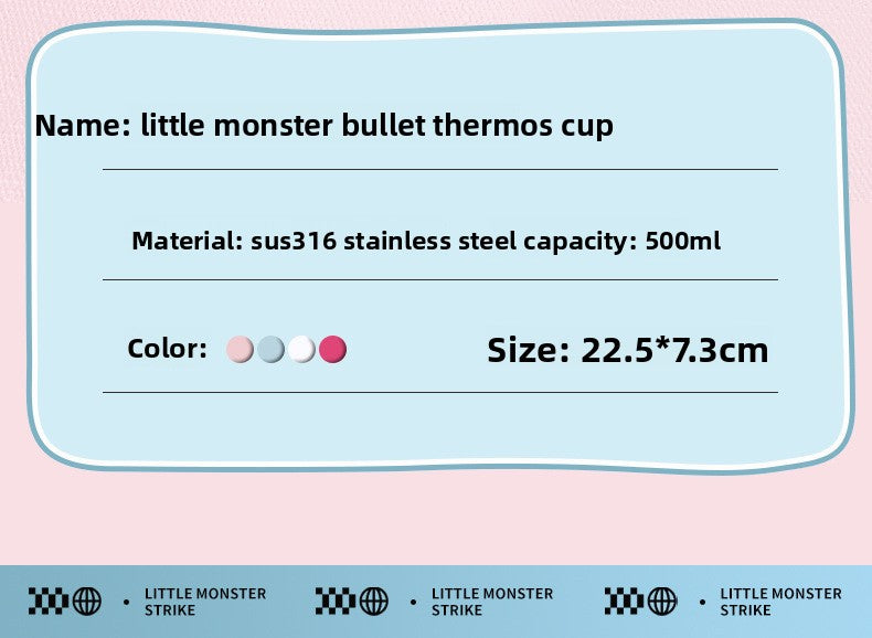 Children's Insulated Cup 316 Stainless Steel Cartoon Straw Bullet Cup