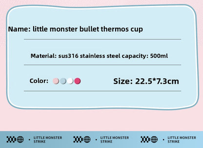 Children's Insulated Cup 316 Stainless Steel Cartoon Straw Bullet Cup