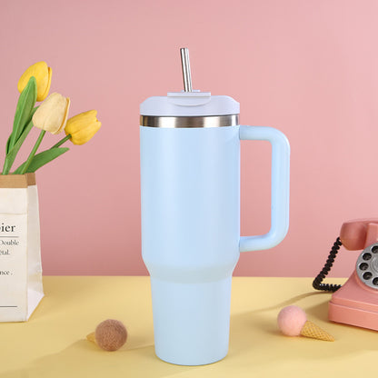 304 Stainless Steel Insulated Cup Portable Handle Straw
