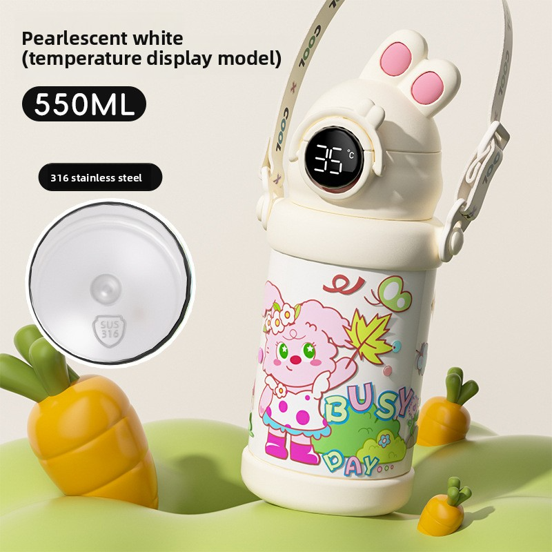 Double Drinking Straw Water Cup 316 Stainless Steel Portable Insulated Cup