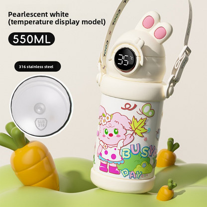 Double Drinking Straw Water Cup 316 Stainless Steel Portable Insulated Cup