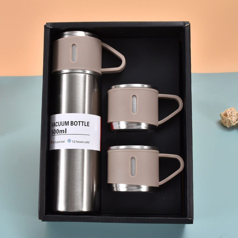 Business One Cup Three Lid Insulated Cup Set 304 Stainless Steel Portable Gift