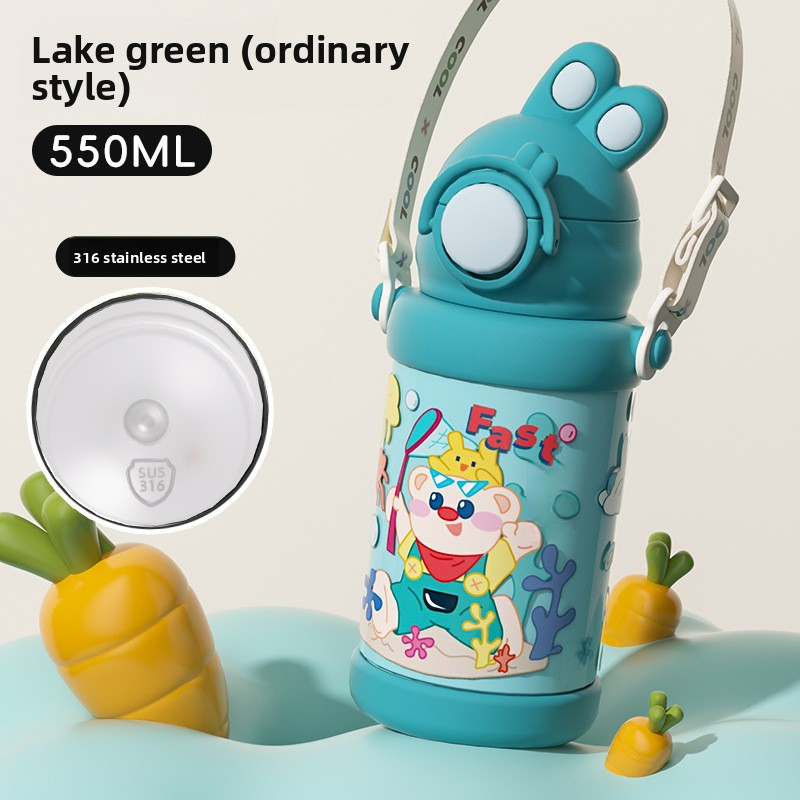 Double Drinking Straw Water Cup 316 Stainless Steel Portable Insulated Cup