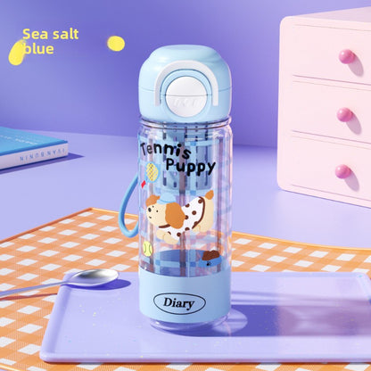 Plastic High Temperature Resistant Straw Kitten Double Drinking Cup
