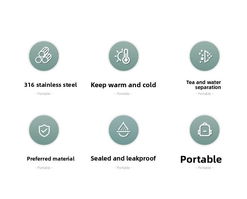 316 Stainless Steel Tea Water Separation Insulation Outdoor Portable Sports Water Bottle