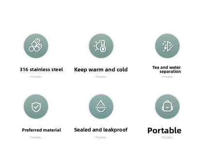316 Stainless Steel Tea Water Separation Insulation Outdoor Portable Sports Water Bottle