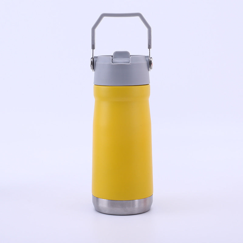 304 Stainless Steel Portable Sports Water Bottle with Straw for Hiking and Car Use