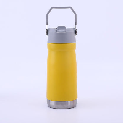 304 Stainless Steel Portable Sports Water Bottle with Straw for Hiking and Car Use