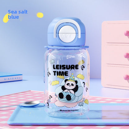 Cartoon Strap Plastic Cup Children's Panda Straw Cup Student Portable