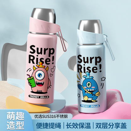 Children's Insulated Cup 316 Stainless Steel Cartoon Straw Bullet Cup