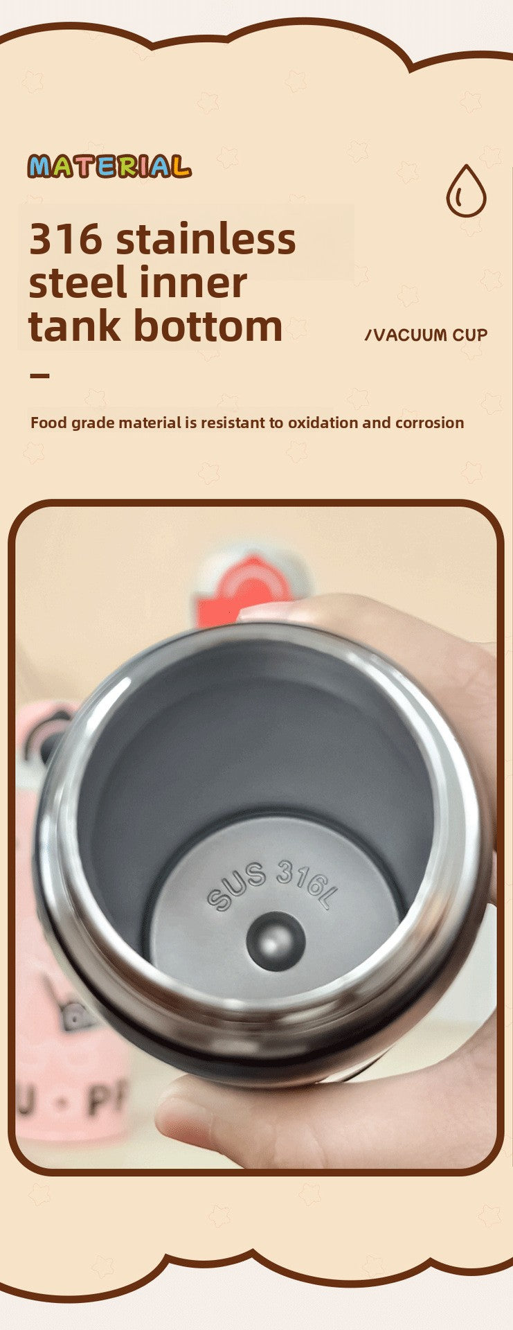 Tuya Insulated Cup Cartoon Bouncing Cup 316L Stainless Steel Straw Cup