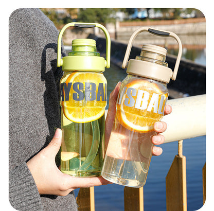 Large-capacity straw double-drink high-temperature resistant portable plastic cup
