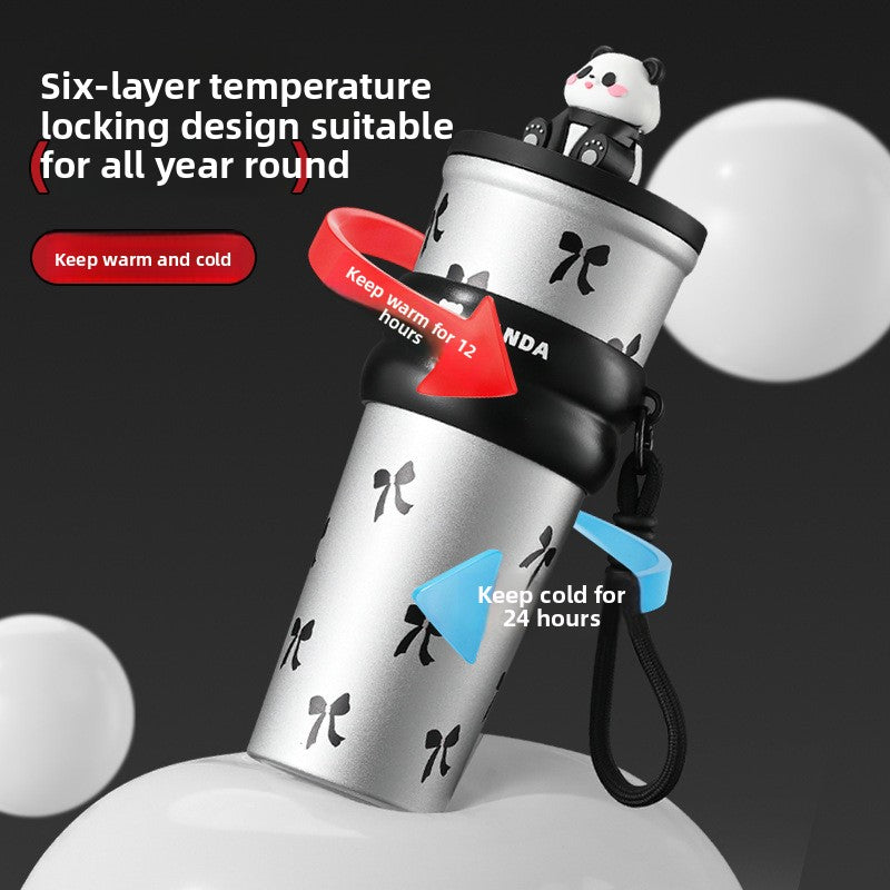 Insulated 316 Stainless Steel Thickened Portable Cup with Strap