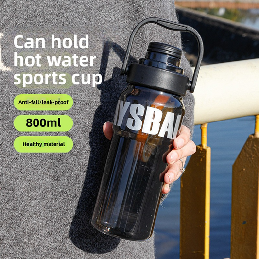 Large-capacity straw double-drink high-temperature resistant portable plastic cup