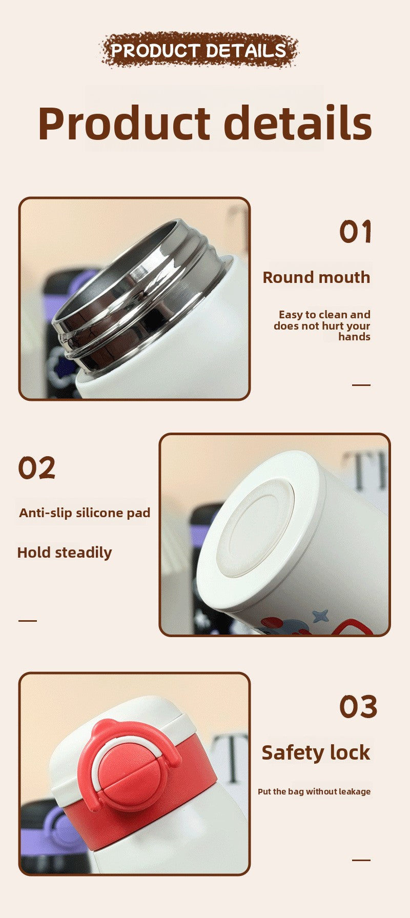 Tuya Insulated Cup Cartoon Bouncing Cup 316L Stainless Steel Straw Cup