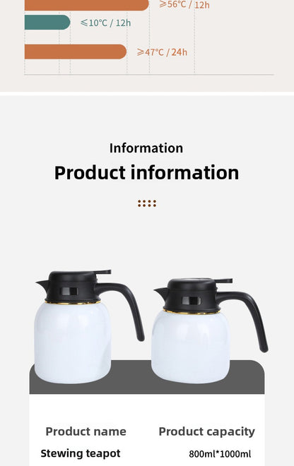 Large Capacity 316 Stainless Steel Tea Brewing Kettle Portable Handle Insulation Kettle