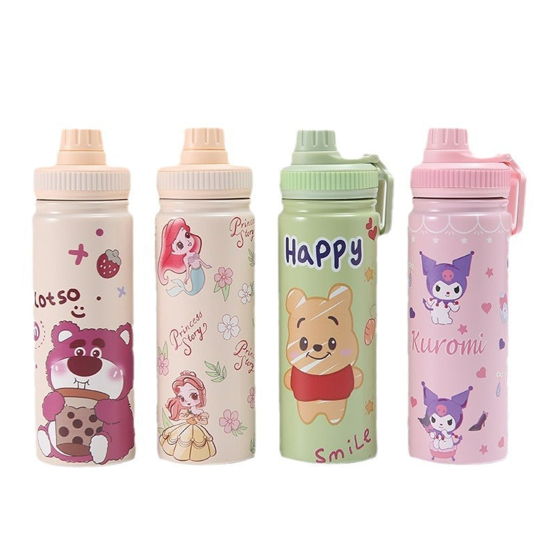 Cartoon Winnie the Pooh Strawberry Bear Stainless Steel Thermos Cup Large Capacity Sports Water Cup