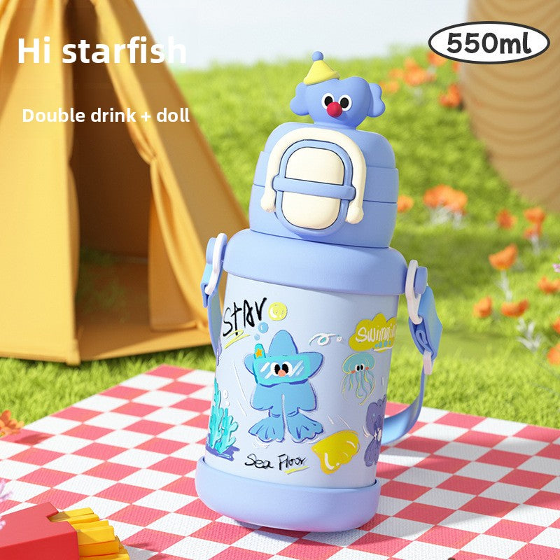 Cartoon Doll Children's Insulated Cup 316L Stainless Steel Outdoor Portable with Strap