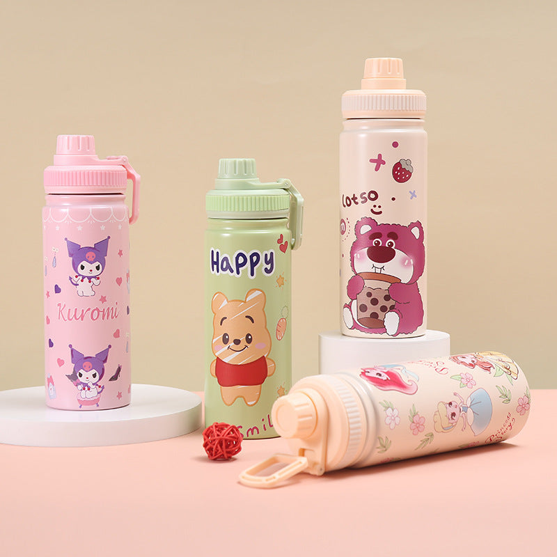 Cartoon Winnie the Pooh Strawberry Bear Stainless Steel Thermos Cup Large Capacity Sports Water Cup