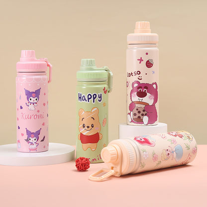 Cartoon Winnie the Pooh Strawberry Bear Stainless Steel Thermos Cup Large Capacity Sports Water Cup