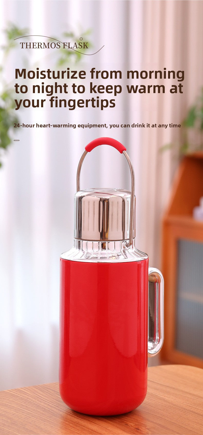 Large Capacity Insulated Tea Pot with Handle Portable Thermal Kettle