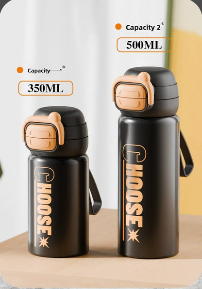 Double Drinking Bouncing Cup 316 Stainless Steel Digital Display Temperature Cup