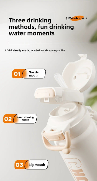 Double Drinking Bouncing Cup 316 Stainless Steel Digital Display Temperature Cup