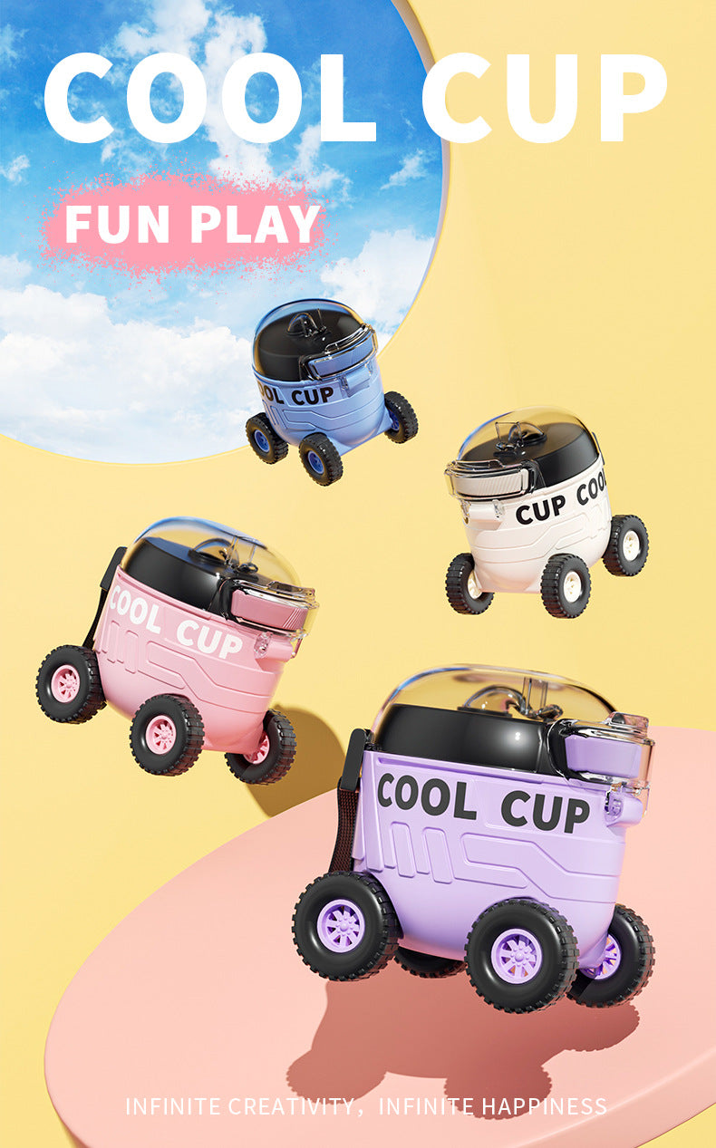 Mars Rover Plastic Cup Outdoor Portable Bounce Lid Straw Cup