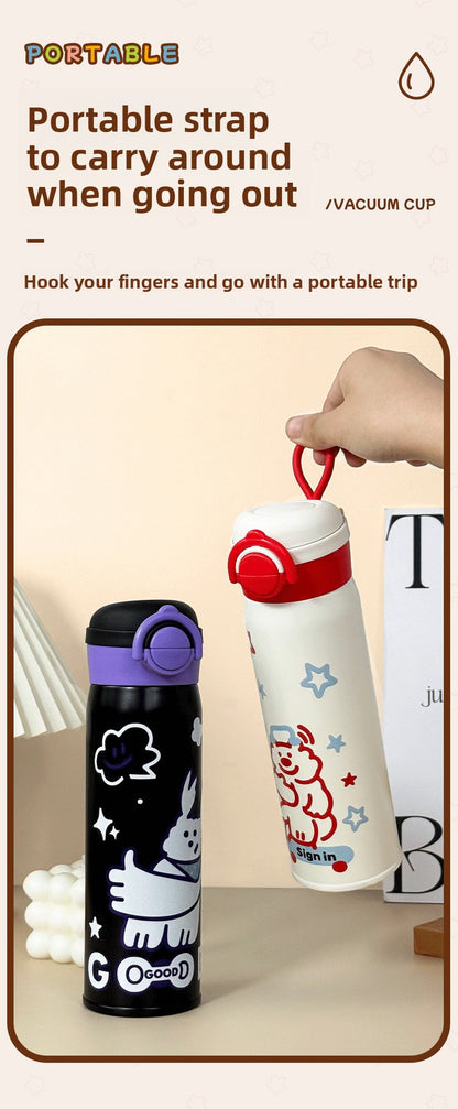 Tuya Insulated Cup Cartoon Bouncing Cup 316L Stainless Steel Straw Cup