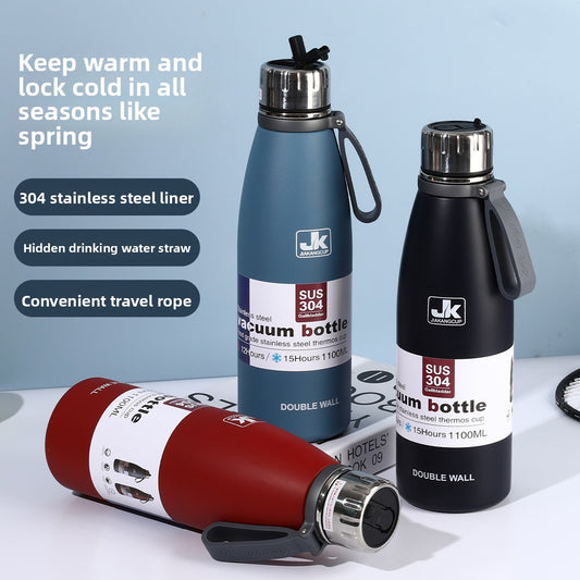 Coke Bottle 304 Stainless Steel Insulated Cup with Strap for Sports and Outdoor Use