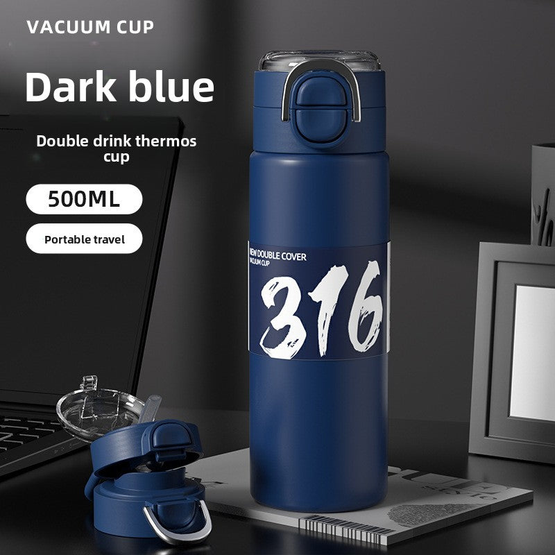 316 Stainless Steel Insulated Cup Portable Straw Cup Double Drinking Bounce Cup