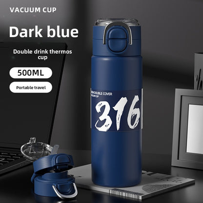 316 Stainless Steel Insulated Cup Portable Straw Cup Double Drinking Bounce Cup