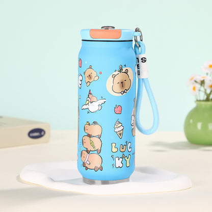 Creative Cartoon Cute Easy-to-Pull Can 304 Stainless Steel Insulated Cup with Strap