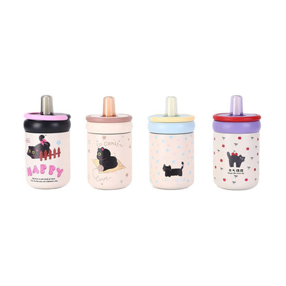 316 Stainless Steel Cute Kitten Straw Insulated Cup
