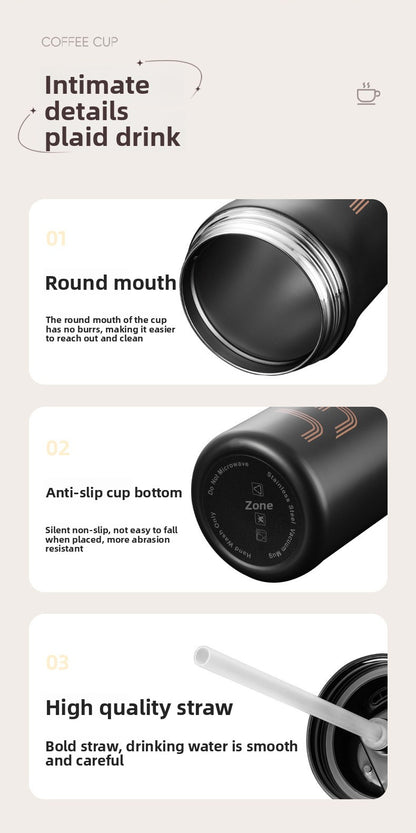 Coffee Cup Thermos Cup Double Drinking 316 Stainless Steel Portable Office Sports