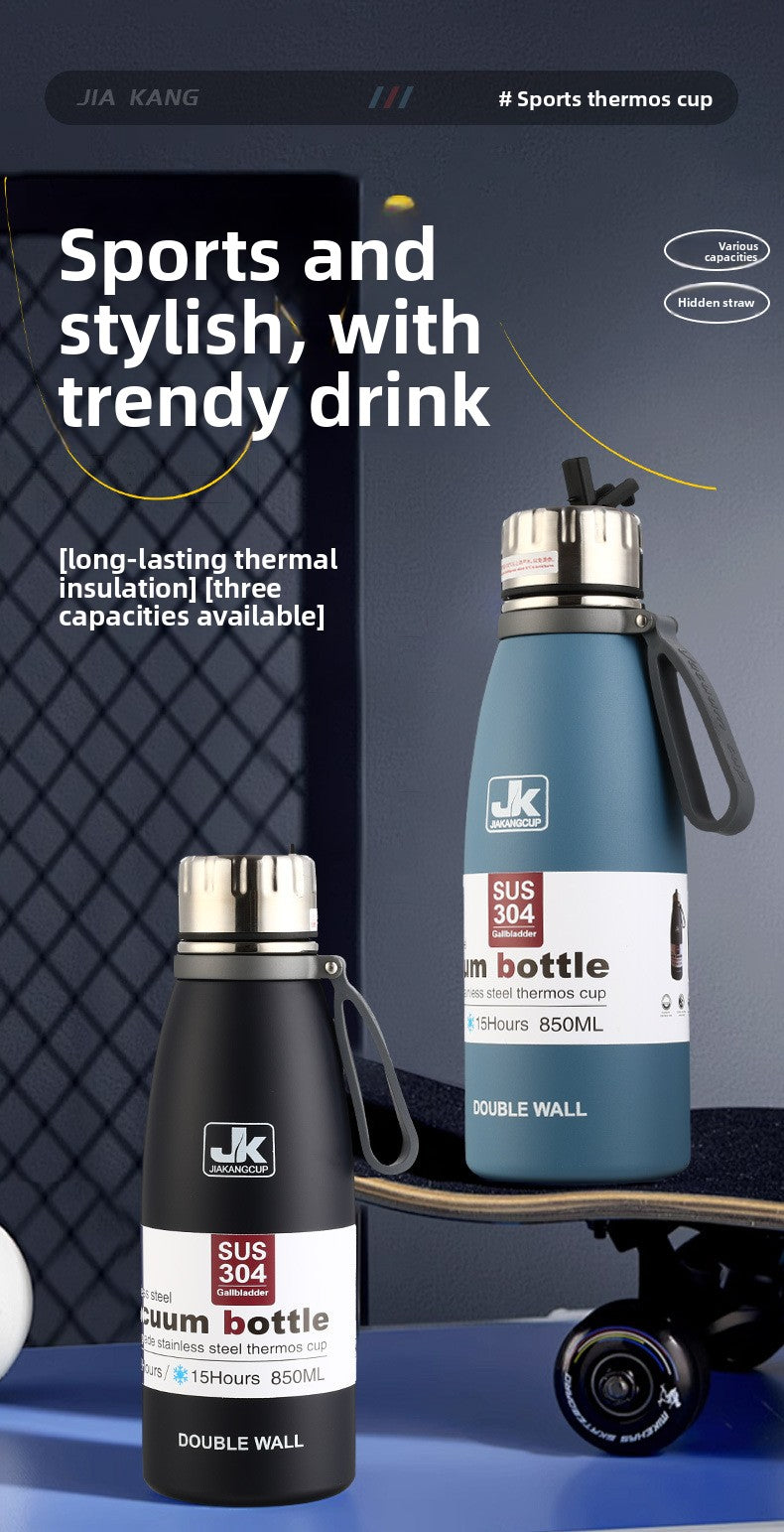 Coke Bottle 304 Stainless Steel Insulated Cup with Strap for Sports and Outdoor Use