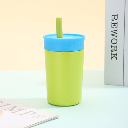12oz Mini 304 Stainless Steel Silicone Straw Insulated Cup