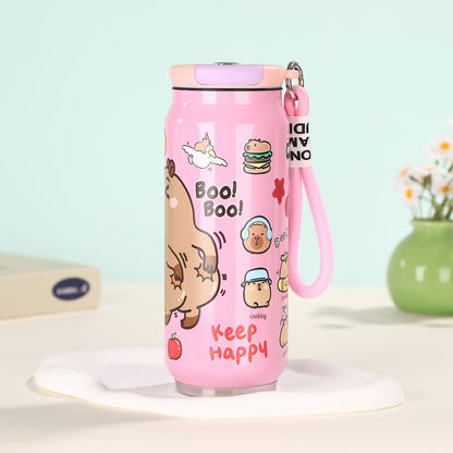 Creative Cartoon Cute Easy-to-Pull Can 304 Stainless Steel Insulated Cup with Strap