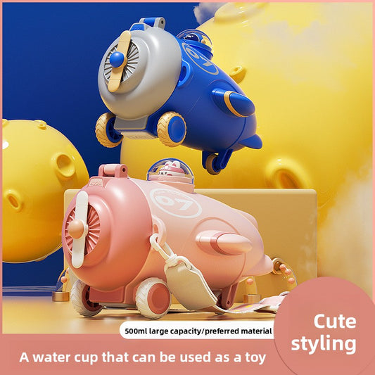 Airplane Plastic Cup Portable Fall-Resistant Cute Straw Cup