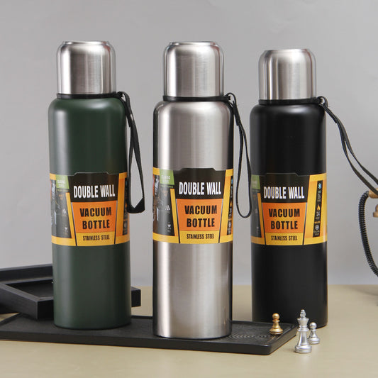 304 Stainless Steel Full Steel Sports Water Bottle Outdoor Portable Handheld Bullet Head Insulated Cup Hiking Travel Bottle