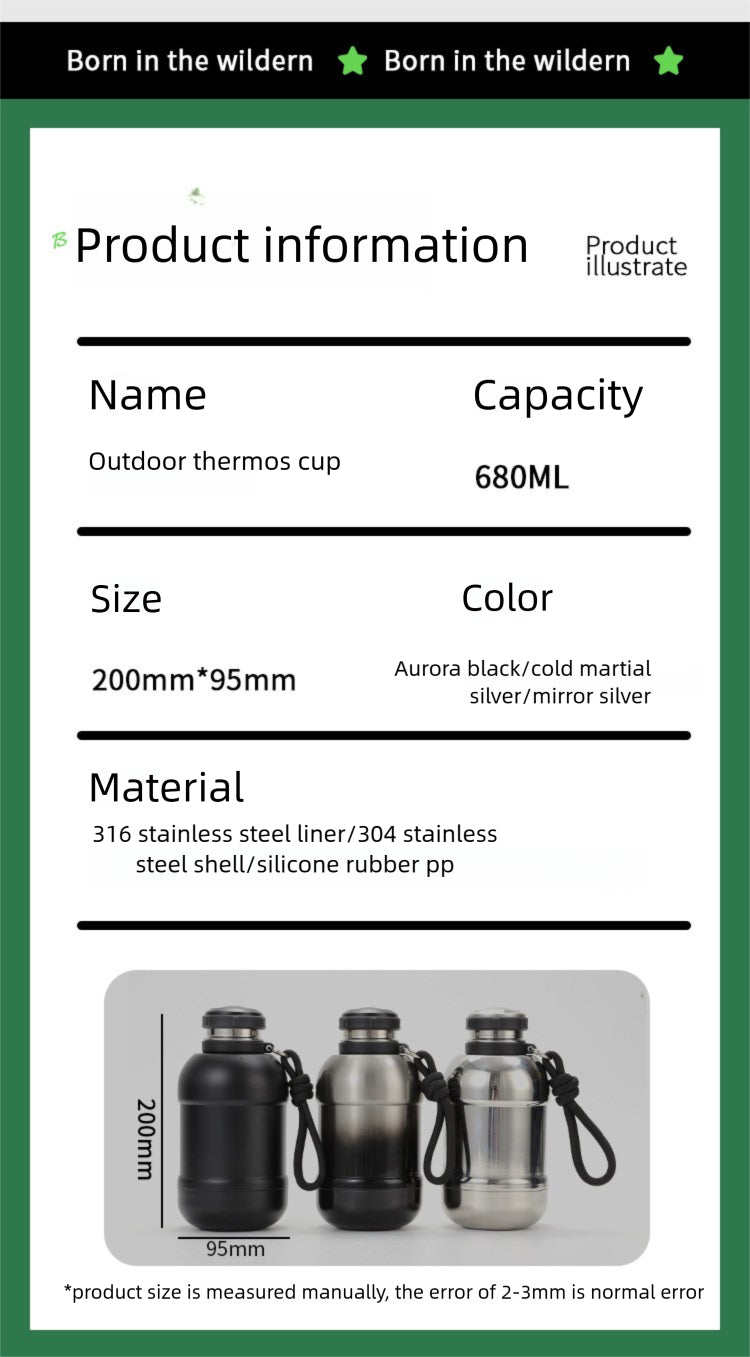 Large Capacity Outdoor Mountaineering Thermal Pot 316 Stainless Steel