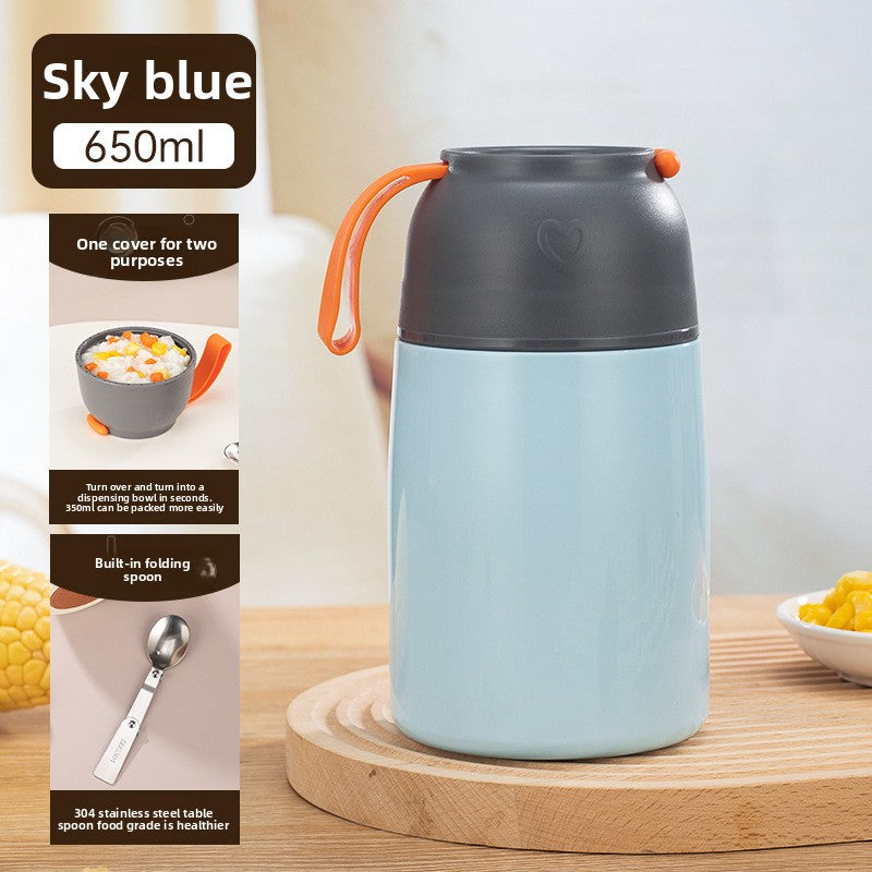 304 Stainless Steel Vacuum Insulated Lunch Box for Students and Office Workers with Portable Strap