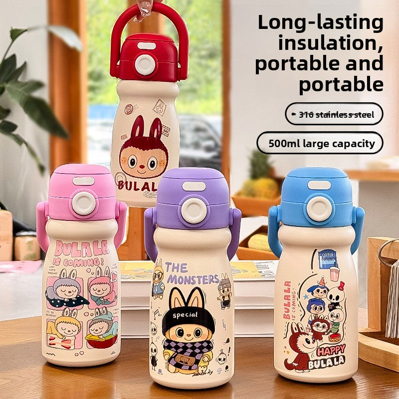 Cartoon Children's Insulated Cup 316 Stainless Steel Double Drinking Cute Portable Tote Bottle