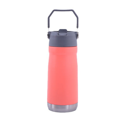 304 Stainless Steel Portable Sports Water Bottle with Straw for Hiking and Car Use