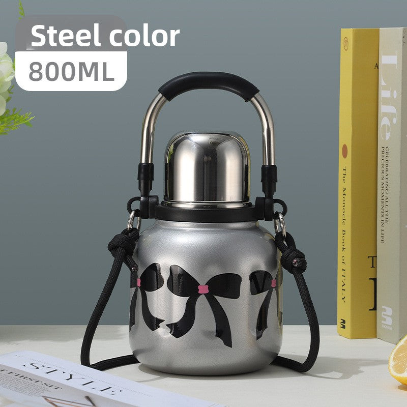 Handle Insulated Cup Student 316 Stainless Steel Portable Travel Water Bottle