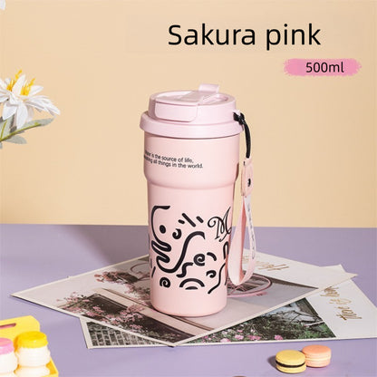 Ceramic Liner Double Drinking Rope Coffee Warmer Cup