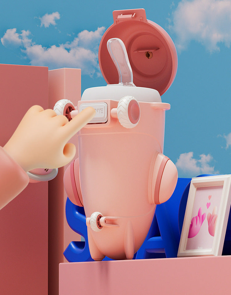 Airplane Plastic Cup Portable Fall-Resistant Cute Straw Cup
