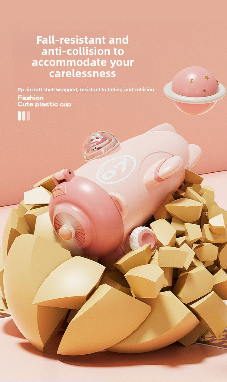 Airplane Plastic Cup Portable Fall-Resistant Cute Straw Cup