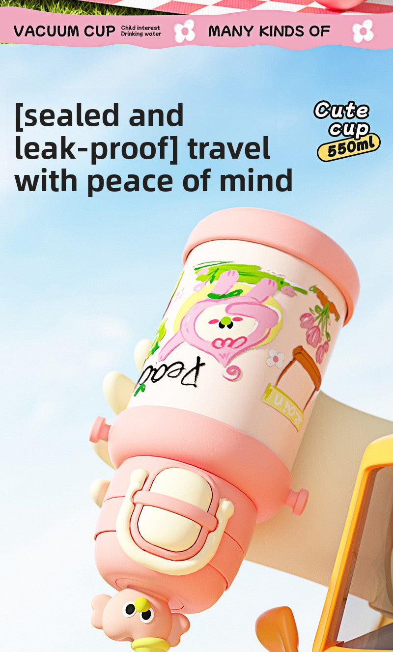 Cartoon Doll Children's Insulated Cup 316L Stainless Steel Outdoor Portable with Strap