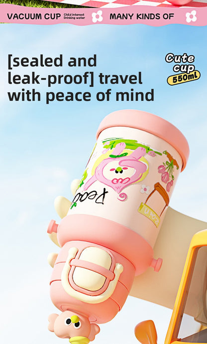 Cartoon Doll Children's Insulated Cup 316L Stainless Steel Outdoor Portable with Strap